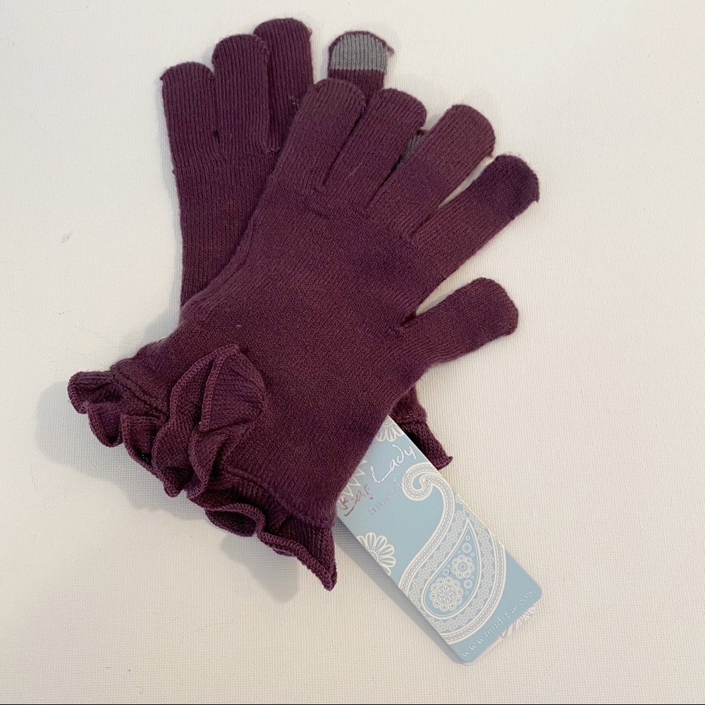 Mud Pie NWT Smart Screen Ruffle Purple Gloves